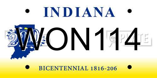 WON114 Indiana License Plate