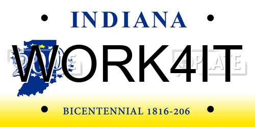 WORK4IT Indiana License Plate