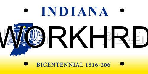 WORKHRD Indiana License Plate
