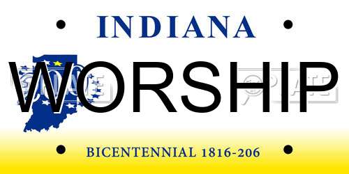 WORSHIP Indiana License Plate