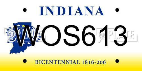 WOS613 Indiana License Plate