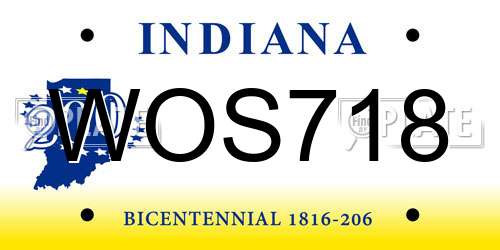WOS718 Indiana License Plate