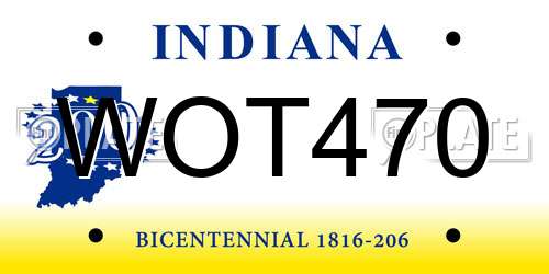 WOT470 Indiana License Plate