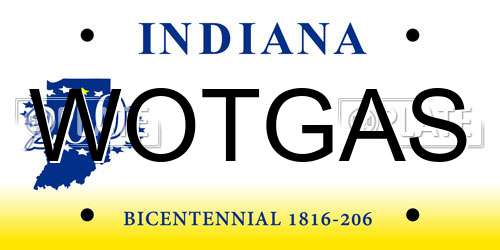 WOTGAS Indiana License Plate