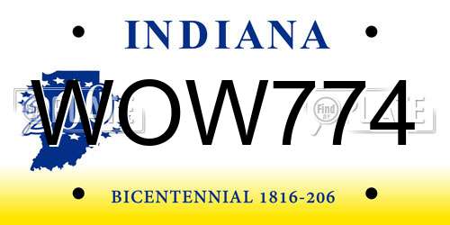 WOW774 Indiana License Plate