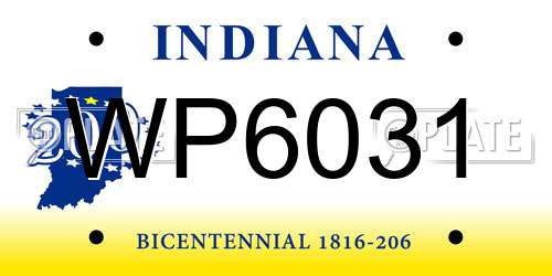 WP6031 Indiana License Plate