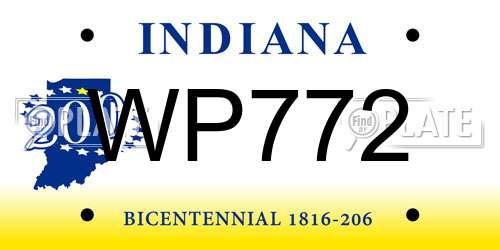 WP772 Indiana License Plate