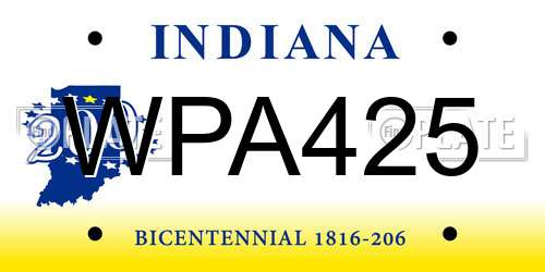 WPA425 Indiana License Plate