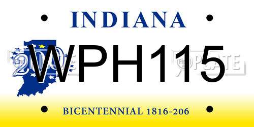 WPH115 Indiana License Plate