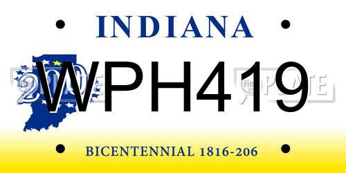WPH419 Indiana License Plate