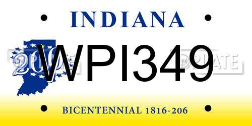 WPI349 Indiana License Plate