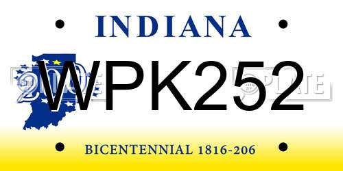 WPK252 Indiana License Plate