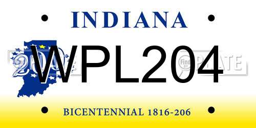 WPL204 Indiana License Plate