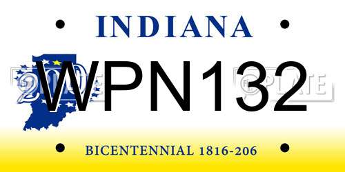 WPN132 Indiana License Plate