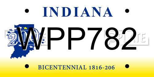 WPP782 Indiana License Plate