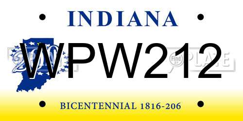 WPW212 Indiana License Plate