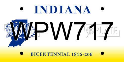 WPW717 Indiana License Plate