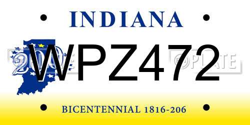 WPZ472 Indiana License Plate