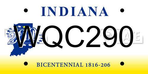 WQC290 Indiana License Plate