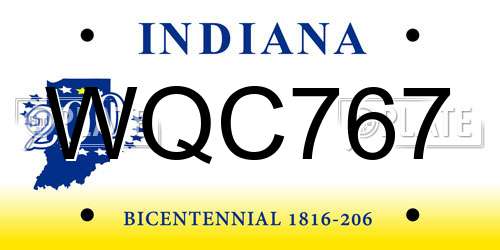 WQC767 Indiana License Plate
