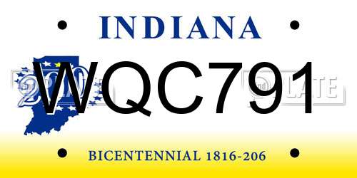 WQC791 Indiana License Plate