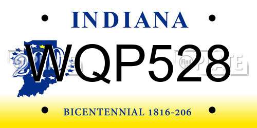 WQP528 Indiana License Plate