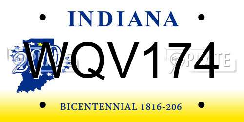 WQV174 Indiana License Plate