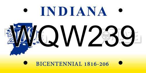 WQW239 Indiana License Plate