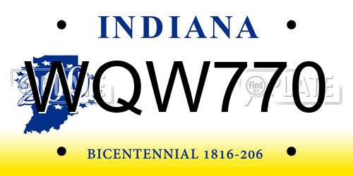 WQW770 Indiana License Plate