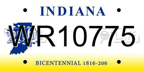WR10775 Indiana License Plate