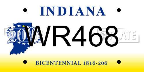 WR468 Indiana License Plate