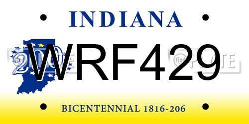 WRF429 Indiana License Plate