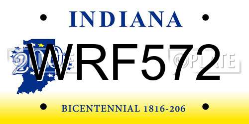 WRF572 Indiana License Plate