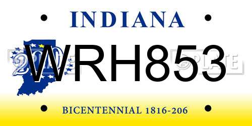 WRH853 Indiana License Plate