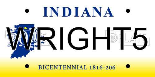 WRIGHT5 Indiana License Plate