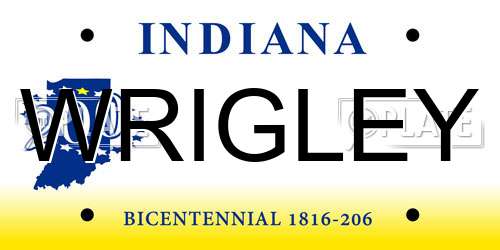 WRIGLEY Indiana License Plate