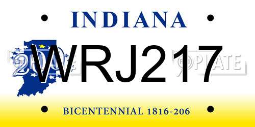 WRJ217 Indiana License Plate