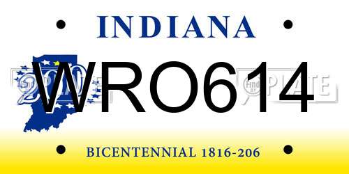 WRO614 Indiana License Plate