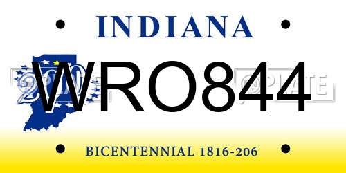 WRO844 Indiana License Plate