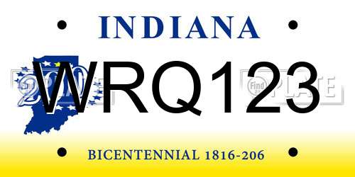 WRQ123 Indiana License Plate