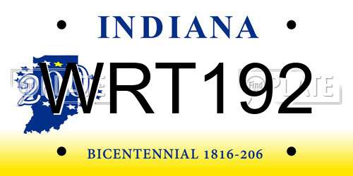 WRT192 Indiana License Plate