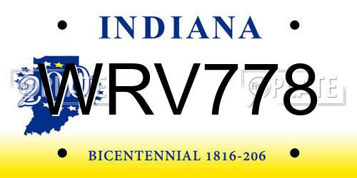 WRV778 Indiana License Plate