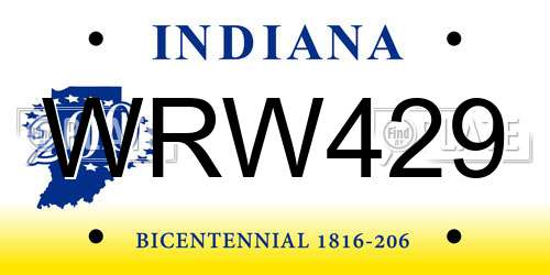 WRW429 Indiana License Plate