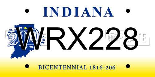 WRX228 Indiana License Plate