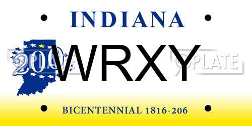 WRXY Indiana License Plate