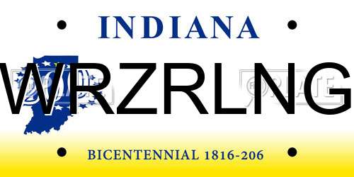 WRZRLNG Indiana License Plate