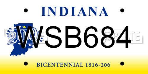 WSB684 Indiana License Plate