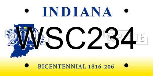 WSC234 Indiana License Plate