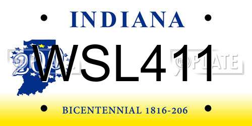 WSL411 Indiana License Plate