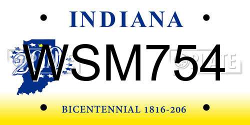WSM754 Indiana License Plate